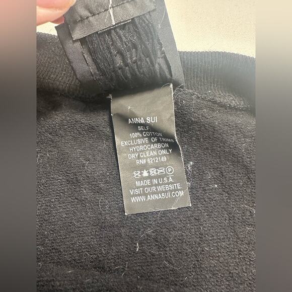 Anna Sui Black Necklace Beaded Cropped Sweatshirt Size Small Aztec Southwestern - Picture 5 of 8